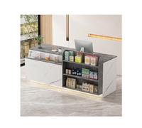 Modern Retail Reception Desk with LED Light, Lockable Drawer, Stylish Checkout Counter for Home Office, Salon, Shop - L220CM/86.6IN (B, Left)