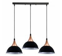 Modern Retro 3 Way Pendant Light Black Dome Shade E27 Ceiling Cluster Kit