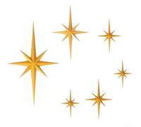 Modern Retro 3D Star Wall Sculpture Set, 6 Dust-Resistant Plastic Stars in Silver, Black and Gold, for Elegant Home Decor and Easy Damage-Free(Gold)