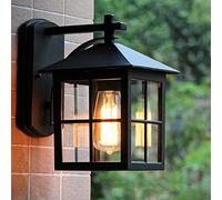 Modern Retro Black Aluminum IP44 Waterproof LED Wall Sconce - 23.5cm x 18.5cm x 26.5cm - Stylish Indoor/Outdoor Lighting for Home & Business