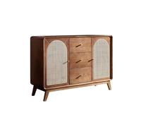 Modern Retro Buffet Cabinet - Wooden Rattan Sideboard for Living Room Kitchen & Entrance - Stylish Storage Solution & Display Unit for Home Decor
