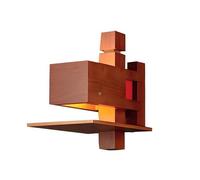 Modern Retro Geometric Wall Sconce Oak Lamp Body E14 Base Wall Light Fixtures Interlocking Blocks Wall Lamp for Bedroom Living Room