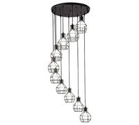 Modern Retro Industrial Spiral Pendant Light Wrought Iron Metal Lantern Long Modern Nordic Hanging Lamp Ceiling Lighting Fixture for Staircase Building Apartm