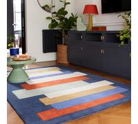 Modern Retro Rug for Living Room, Bedroom Lounge Reef Geometric Abstract Hand Tufted 100% Wool Rug RF33 Stacks Multi Medium 120x170 cm (4'x5'6")