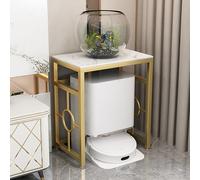 Modern Robot Vacuum Storage Rack & Hidden End Table Tall Narrow Cabinet for Living Room & Kitchen Space Saver Stylish Gold Design (50x40cm / 19.7x15.7in)