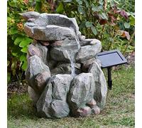 Modern Rock Fall Water Fountain - Solar Powered Resin Recycling Water Feature