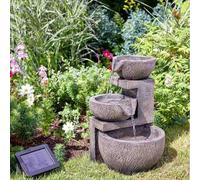 Garden Mile Modern Rock Fall Water Fountain - Solar Powered Resin and Stone Water Feature - Garden Ornaments Outdoor Decorative Centrepiece for Decking, Pond, Patio and Lawn Decor (Genoa Cascade)