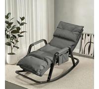 Modern Rocking Chair for Adults,Comfortable Upholstered Recliner Chair with Padded Seat,Relaxing Lounge Rocker with Side Pocket,with Carbon Steel Frame and Doll Cotton Filling E