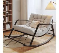 Modern Rocking Chair with Armrests for Bedroom Living Room Nursery - Cushioned Relaxing Lounge Chair Set for Balcony Patio & Outdoor Furniture