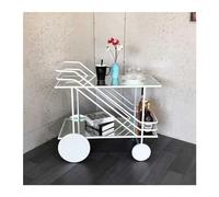 Modern Rolling Bar Cart - 2-Tier Glass & Metal Serving Cart with Wheels, Multifunctional Storage Rack for Kitchen, Coffee, Wine & Drinks - Stylish Island Shelf