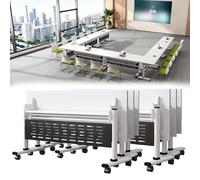 Modern Rolling Conference Table Set 6-Pack 55in Flip Top Folding Meeting Tables with Wheels for Office Classroom & Event Spaces - Versatile Modular Design