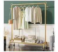 Modern Rolling Garment Rack with Wheels, Sturdy Metal Coat Hanger with Storage Shelf for Bedroom, Gold Finish, 60x40x155cm - Stylish Clothes nizer