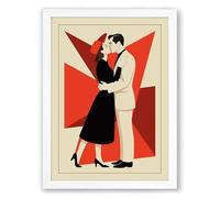 Modern Romance in Geometry Art Deco Framed Wall Art Print A2 (59.4×42cm) White, Wall Decor for Living Room, Bedroom, Office & Home, Ready to Hang, Art Gift