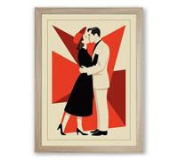 Modern Romance in Geometry Art Deco Framed Wall Art Print A4 (29.7×21cm) Oak, Wall Decor for Living Room, Bedroom, Office & Home, Ready to Hang, Art Gift