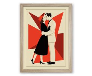 Modern Romance in Geometry Art Deco Framed Wall Art Print A4 (29.7×21cm) Oak, Wall Decor for Living Room, Bedroom, Office & Home, Ready to Hang, Art Gift