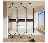 Modern Room Divider with Tempered Glass - Decorative Ripple Wall Partition for Home and Office, Standing Metal Design for Divided Spaces, 35x160 CM