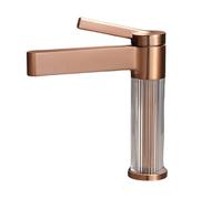 Modern Rose d Bathroom Faucet, Single Hole Brass Sink Mixer Tap with Acrylic Body, Deck Mount, One Handle Design for Ele Washbasin Upgrade