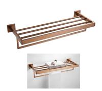 Modern Rose Gold Bathroom Accessories Set - 2-Piece Square Design: Toilet Paper Holder, Towel Bar & Robe Hook - Luxury 50cm Towel Rack for Elegant Home Decor