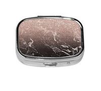 Modern Rose Gold Black Marble Pink Glitter,Meta Pill Box 2 Compartment Medicine Case,Portable Organizer