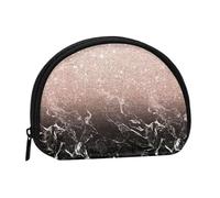 Modern Rose Gold Black Marble Pink GlitterSmall Makeup Sanitary Napkin Storage Bag,Women's Cosmetic Coin Purse