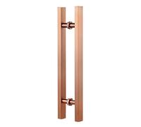 Modern Rose Gold Square Front Door Handle 24inch Steel Push Pull for Interior & Exterior Doors Shower Room & Barn Door Easy Installation with Fittings