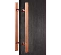 Modern Rose Gold Square H Shape Door Pull Handle - 80cm/32in Extra Long Barn Door Handle for Sliding Doors, Pantry, Shower, Double-Sided Grab Bar, Stylish Home Decor.