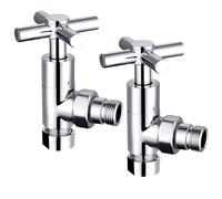 Modern Round Angled Pair of Radiator Valves Certral Heating Taps for Towel Radiator 15 mm