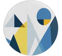 Modern Round Area Rug 160 cm, Geometric Lines Simple Pattern Carpet, Colorful Soft Flannel Round Rug for Kids Room Nursery Decor, Non-Slip Backing, Easy To Clean