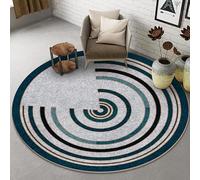 Modern Round Area Rug, Living Room Decor Geometric circle pattern green, grey, 150cm