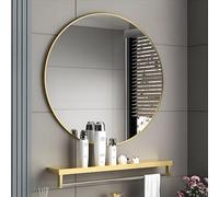 Modern Round Bathroom Mirror for Over Sink - HD Silver No-Drill Wall Mount - Large Wall Mirrors in Black or White - Stylish Design Available with Shelf Options