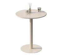 Modern Round Bistro Table Beige Small Side Table with Metal Base Versatile Dining & Coffee Table for Living Room Bedroom Balcony - Compact Snack & Tea Table