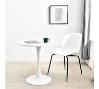 Modern Round Bistro Table - Stylish Pedestal Dining Table for Small Spaces, White MDF Top, Available in 50/60/70/80/90cm, Perfect for Kitchen & Living Room Décor