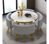 Modern Round Breakfast Table Set with Chairs for Conference Dining Kitchen Garden Restaurant 80x75cm 31.5x29.5in Perfect for Home & Outdoor Use