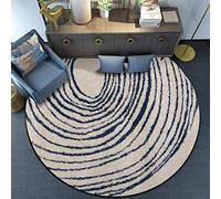 Modern Round Carpet Living Room Large Rug Simple gray and blue irregular curved lines Non-Slip Round Carpets for Bedroom Living Room Kids Room Nursery Decor ø 100 cm
