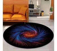 Modern Round Carpets 3D Optical Illusion Pattern Living Room Bedroom Kitchen Corridor Area Rugs Vortex Stripes Deep Hole Print Non-Slip Floor Mats Chair Mats Outdoor Doormat (Blue,140 cm)