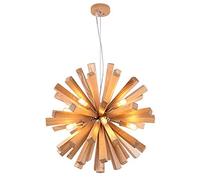 Modern Round Chandelier Ceiling Light,Simple Style Large Hanging Light Creative Flower Design LED Natural Wooden Ceiling Pendant Light