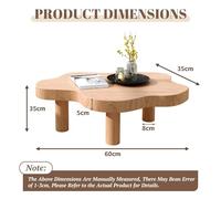 Modern Round Cloud Coffee Table - Stylish Wooden Side Table with 3 Legs for Living Room, Bedroom, Balcony - Durable Natural Wood, Thick Edges, 90x60x40cm, Contemporary Home Decor