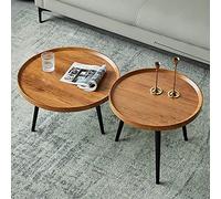 Modern Round Coffee Table for Living Room Nesting Wood Table with Metal Legs Easy Assembly Accent Table for Balcony & Living Room Stylish Center Table