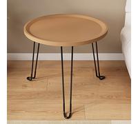 Modern Round Coffee Table Lightweight Bei Side Table with Foldable Carbon Steel Legs & PP Plastic Top Ideal for Indoor & Outdoor Use Portable Small Table