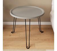 Modern Round Coffee Table Lightweight Portable Side Table with Foldable Carbon Steel Legs & PP Plastic Top for Indoor & Outdoor Use - Gray Accent Furniture