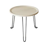 Modern Round Coffee Table Lightweight Side Table with Foldable Carbon Steel Legs PP Plastic Top Portable Indoor & Outdoor Use (White)