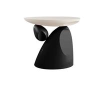 Modern Round Coffee Table - Minimalist Nesting Tables for Living Room & Bedroom - Lightweight Plastic, No Assembly Required, Elegant Mid-Century Design, Chic Black Finish, Perfect for Balcony & H...