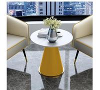 Modern Round Coffee Table,slate Tabletop,durable And Easy To Clean,minimalist Coffee Table,rounded Edges,anti-collision,the Large Chassis Has Strong Yellow 60 * 56 * 44cm