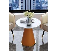 Modern Round Coffee Table,slate Tabletop,durable And Easy To Clean,minimalist Coffee Table,rounded Edges,anti-collision,the Large Chassis Has Strong Orange 60 * 56 * 44cm