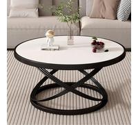 Modern Round Coffee Table - Small End Table with Metal Frame, Ideal for Living Room, Office & Home Decor - 28in/70cm, Stylish Svart Finish