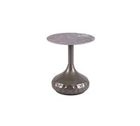 Modern Round Coffee Table - Stylish Slate Side Table for Living Room Bedroom or Sofa - Decorative Metal Bracket Design Perfect for Home Decor and Small Spaces