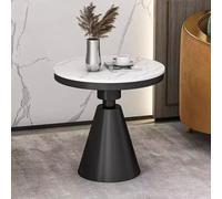 Modern Round Coffee Table with Sintered Stone Surface and Iron Metal Base,Elegant Luxury Living Room Table for Sofa Side,Small Side Table for Bedroom Office Apartment A,50CM