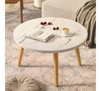 Modern Round Coffee Table, Wooden Coffee Table for Living Room, Low Table Small Table Study Table Small Desk for Tatami Sitting On The Floor Bedroom Bay Window Tea Room(16"L x 16"W x 12"H, White A)