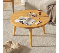 Modern Round Coffee Table, Wooden Coffee Table for Living Room, Low Table Small Table Study Table Small Desk for Tatami Sitting On The Floor Bedroom Bay Window Tea Room(20"L x 20"W x 16"H, Natural)
