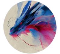Modern Round Colorful Rug, 150cm Non Slip Washable Abstract Oriental Dragon Pattern Circle Rugs, Bedside Office Outdoor Bedroom Kitchen Indoor Carpet Low Pile Circular Carpets